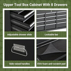 Tool Chest, 8-Drawer Rolling Tool Storage Cabinet with Enhanced Packaging, Detachable Top Tool Box, Metal Tool Cart with Hooks and Liners, for Garage, Workshop, Black