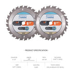 Luckyway 2-Pack 6-1/2 Inch 18T&24T Framing with 5/8 Inch Arbor TCT Circular Saw Blade for Cutting Wood
