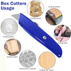 Lasnten 12 Pcs Box Cutter Bulk Retractable Utility Knife Heavy Duty Aluminum Alloy Carpet Knife Package Opener Cutter Blade for Cardboard Plastics Cartons DIY Home Warehouse Office(Blue)