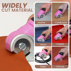 VLOXO Cardboard Cutter, Cordless Electric Scissors for Leather with Safety Lock, Box Cutter Electric Multi-Cutting Tools Rechargeable Powerful Scissors for Canvas Leather Plastic with Storage Box Pink