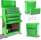 8 Drawers Rolling Tool Chest - Tool Box Organizer with Wheels and Drawers, Detachable Storage Cabinet with Lock for Garage Workshop, Green
