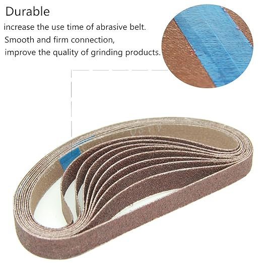 1/2 x 18 Inch Aluminum Oxide Sanding Belt, 30PCs Sanding Belt Set, 6 of Each 80/120/150/240/400 Assorted Grit, Abrasive Belts for Belt Sanders