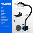 Magnetic Work Light, LED Machine Light, Gooseneck Work Lamp with Flexible and Magnetic Base, Shop Tool Lamp for Lathe,Work Bench,Sewing Machine,Bandsaw, Industrial Lighting, 2000Lumen,Black