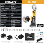 SWANSOFT Electric Hydraulic Crimping Tool,6Ton 6AWG-600MCM Rechargeable Hydraulic Crimper for Cu/Al Terminal, Crimp 20000 Times Wire Cable Lug Crimping Tool Kit (300B-Yellow)