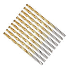 Drill Bit, 3/16" Cutting Diameter, 4341 HSS TiN Coated 135° Cutting Angle Jobber Bits - (Applications: for Drilling Soft Metal Plastic Wood), 10-Pieces