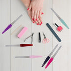 Metal Nail File (6 Pcs), Nail Files for Natural Nails Made of Stainless Steel, Sword Fingernail Files with Sharp Pointed Tip Non Slip Handle, Diamond Finger Nail Filers for Women Sapphire Grit
