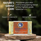 Peppermint Oatmeal Bar Soap, Scented with Premium Peppermint Essential Oils, Handmade in the USA, Moisturizing and Therapeutic for Face/Body, For Sensitive Skin