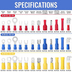 Qibaok 840PCS Electrical Wire Connectors, Insulated Wire Crimp Terminals, Mixed Butt Ring Fork Spade Bullet Quick Disconnect Assortment Kit
