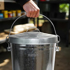 Plexon Metal Trash Can with Locking Lid Outdoor Storage Bucket for Bird Seed Ash 6-Gallon Galvanized Steel 3 Pack