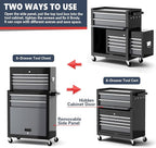 Tool Chest 8-Drawer | 42'' Large Rolling Tool Chest with Wheels | Detachable Top Metal Tool Box | Garage Storage Cabinet for Repair Room,Warehouse | Rolling Tool Box with Hooks,Liners,Tray Divider