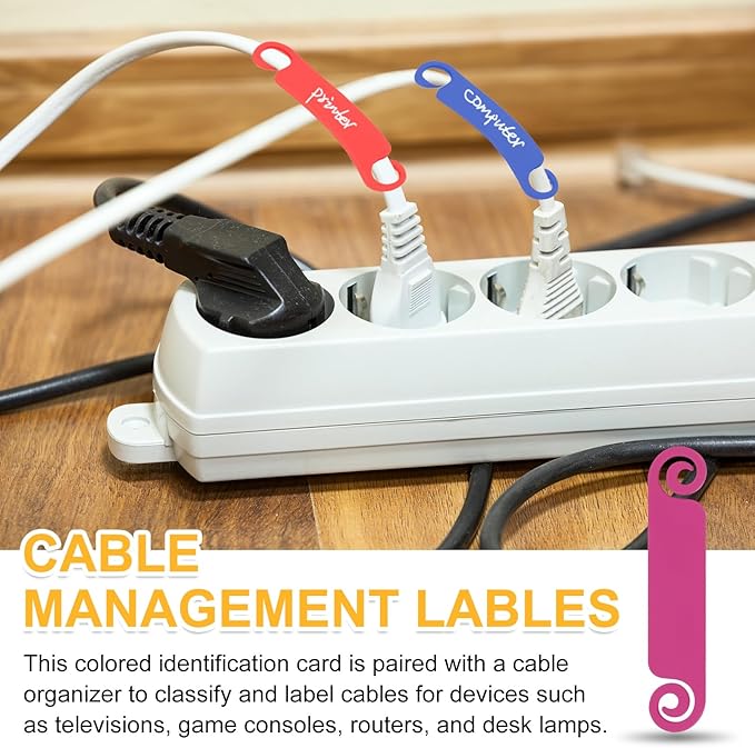 PATIKIL Cable Tags Flexible Cable Management Labels Cord Identification Tags, Wire Cord Markers for USB Computer Phone Charger Power - 50Pcs (Rose Red)