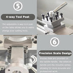 INTSUPERMAI 8"× 24" Metal Lathe Mini Precision Benchtop Metal Lathe Metric Thread Hobby DIY Metal Lathe1100W Brushless Motor Metal Turning Machine with 4 Jaw/3 Jaw Chuck 110V