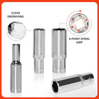Egofine 10PCS 1/4” Drive Deep Socket Set,Metric Socket Set（4-13mm,6 Point Socket Set With Hanging Bracket,Cr-V Steel