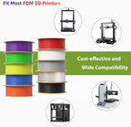 PLA Pro 3D Printer Filament 10 Packs, 1.75mm No Tangle, Each Spool Net Weight 1KG, in Total 10KG Bundles, Black+White+Grey+Clear+Blue+Green+Orange+Red+Yellow+Purple