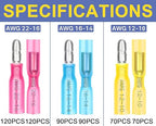 haisstronica 560PCS Heat Shrink Bullet Connectors, AWG 22-10 Male Female Wire Connectors, Quick Disconnect Electrical Bullet Connectors Kit