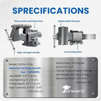 Forward CR50A-5.5In Bench Vise Heavy Duty Vice with Anvil and 210 Degrees Swivel Base (5 1/2")