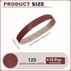 HARFINGTON 1-1/8 x 21 Inch Sanding Belts, 15 Pcs 120 Grits Aluminum Oxide Abrasive Belt Sander File Belt for Woodworking, Metal Polishing, Knife Sharpener