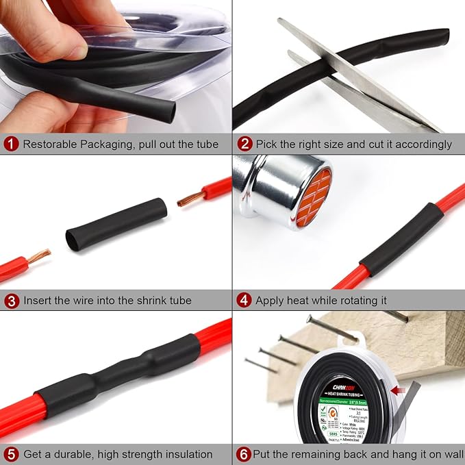 Chanzon 2:1 Ratio 5/32" (4mm) Heat Shrink Tubing 8Ft Roll (2.5M Total Length) Yellow Polyolefin Sleeving Wrap Shrinking 2 to 1 1pcs