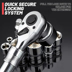 3-Piece Extendable Ratchet Set, 1/4 3/8 1/2 Inch Extendable Socket Wrench, Ratchet Wrenches Set 72-Tooth Quick-Release, Soft Grip Handle with Storage Tray