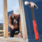 8OZ Claw Hammer with Fiberglass Handle, Drop Forged Claw Hammer, All Purpose Hammer, Smooth Face, Shock-Absorbing Grip