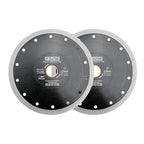 DT-DIATOOL Diamond Tile Blade 7 Inch 2pcs Diamond Turbo X Mesh Rim Segement Circular Saw Blade for Procelain Ceramic Stoneware Marble Granite Fits 5/8"-7/8" Arbor