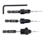 FTG USA Adjustable Wood Countersink Drill Bit Set 3 Pc #4 (7/64"") with Tapered Drill Bit for Woodworking