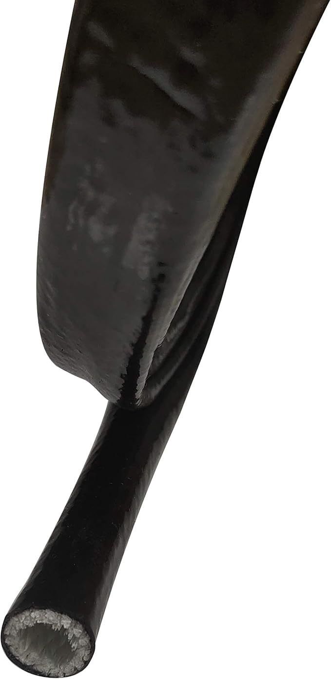 3/8 ID Heat Shielded Fire Thermo Armor Fire Sleeve Silicone Coated Fiberglass for Hose Lines & Electrical Wiring Black, 10 feet
