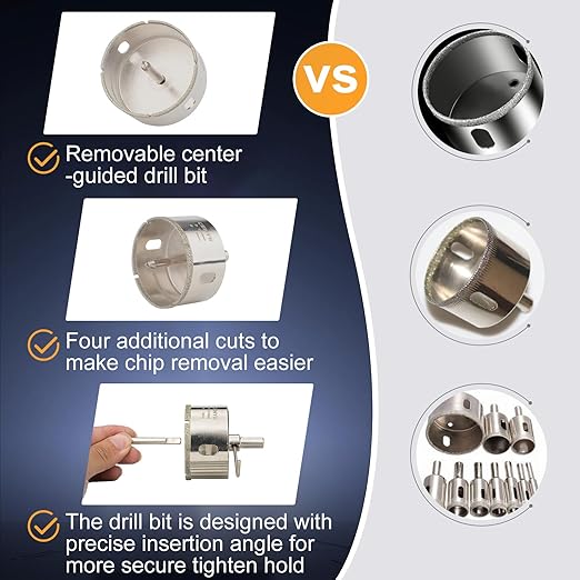 4-1/2inch | 115mm Diamond Hole Saw with Center Drill bit and Diamond-Coated Center Drill bit for Ceramic Glass Marble Fiberglass Granite and Porcelain Tiles by CENYB
