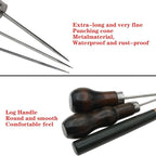 safycaby 3 Pack Scratch Awl Tool Gourd Shape Wooden Handle Awl Pin Punching for Leather Punch Crafts Repair Footwear Sewing Crochet DIY Hand Sewing