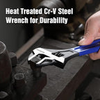 WORKPRO 10-Inch Adjustable Wrench, Cr-V Steel Wide Jaw Black Oxide Wrench, Metric & SAE Scales, for Home, Garage, Workshop and DIY