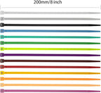 XINGO 1400 PCS Colored Zip Ties 8 Inch, Multicolor Zip Ties, Mix Packed 14 Color Plastic Wire Ties Assortment for Home Office Garden Garage and Workshop