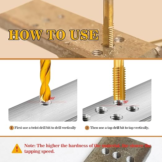 8-32 UNC Tap and #29 Drill Bit Kit, M2 HSS Drill and Tap Set, Combination of Drill and Tap Kit for Metal