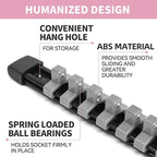 Socket Organizer Drive ABS Tools - Grey Socket Holder, Premium Quality 12 Pieces Socket Holders Kit 1/4-Inch x 64 Clips, 3/8-Inch x 60 Clips, 1/2-Inch x 48 Clips（12PC,Grey)