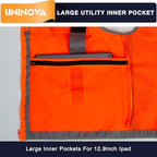 UNINOVA Surveyor Safety Vest Reflective for Men,Class 2 Heavy Duty Safety Vests Reflective with Pockets and Zipper