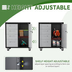 Metal Mobile Tool Storage Cabinet with Wheels,Heavy Duty Rolling Tool Cabinets for Garage,Metal Storage Cabinets with 4 Drawer and 1 Locking Doors,Assembly Required
