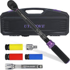 1/2-Inch Drive Click Torque Wrench Set, With Deep Socket, Adaptor, Extension Bar, Dual-Direction Adjustable Reversible Click, Dual Range Scales 10-170FT.LB and 13.6-230.5N.M