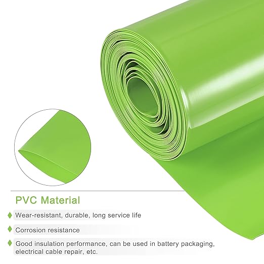 MECCANIXITY Battery Wrap PVC Heat Shrink Tubing 14mm Dia 23mm Flat 10 Feet(3meters) Light Green Good Insulation for Battery Pack
