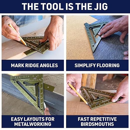 Commando 7.5" - Advanced Carpenter Square with Jig Block - Accurate Flatwork and Repetitive Markings (Ambush)