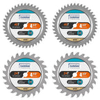Luckyway 4-1/2 Inch Circular Saw Blade 24T Farming & 40T Fine Finish with 3/8 Inch Arbor, TCT Trim Saw Blade for Cutting Wood, 4-Pack