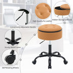 Drafting Chair with Wheels (Stool & Small Table in One) (Adjustable Office Chair 20.67"-24.61"), Caramel Brown Rolling Stool with Storage