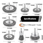 Double Elite Wire Brush for Drill Set 21 Pcs, Abrasive Wire Wheel for Drill 1/4 Inch Hex Shank, Wire Cup Brush for Drill, Drill Wire Brush Coarse Crimped Carbon Steel, Wire Brush Drill Attachments