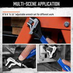 HORUSDY 3 Piece Adjustable Wrench Set, Wide Jaw Black Oxide Wrench, Metric & SAE Scales, Cr-V Steel, for Home, Garage, Workshop