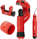 SHALL 4-Piece Tubing Cutter Set, 1/4’’ to 2’’OD Heavy Duty Copper Pipe Cutter, 1/8’’ to 7/8’’ Mini Tube Cutter, Deburring Tool & Inner Outer Pipe Reamer for Copper, Aluminum, Stainless Steel, PVC Pipe