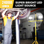 24000 Lumen Work Lights with Stand, Floodlight Works Light Adjustable 2 Head Tripod Work Light IP67 Waterproof Tripod Work Lights Stand