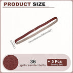 HARFINGTON 2 x 82 Inch Sanding Belts, 5 Pcs 36 Grits Aluminum Oxide Belt Sander Abrasive File Belt for Woodworking, Metal Polishing, Knife Sharpener