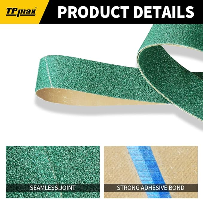 12 Pack 1 x 42 Inch Zirconia Ceramic Sanding Belts Kit – 40, 60, 80, 100, 120, 180 Grits Premium Metal Grinding Belts for Knife Sharpening, Stock Removal, and Bevel Work