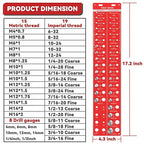 42 Thread Checker - Nut and Bolt Size Gauge With 19 Standard & 15 Metric Identifiers, 8 Drill Bit Gauge From #6 to 3/4"