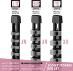Socket Organizer Drive ABS Tools - Grey Socket Holder, Premium Quality 12 Pieces Socket Holders Kit 1/4-Inch x 64 Clips, 3/8-Inch x 60 Clips, 1/2-Inch x 48 Clips（12PC,Grey)