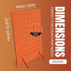 Torched Pegboard Display Stand for Jewelry, Craft Shows, Selling, Vendor Events, Tools, Peg Board Accessories Rack Organizer, Medium 8" L x 4.3" W x 12" H, Orange