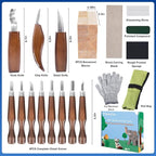Wood Carving Tools, 26pcs Hand Carving Tool Set Wood Whittling Knife Kit with 3pcs Templates & 8pcs Wood Carving Knives 3 for DIY Sculpture Carpenter Experts & Beginners